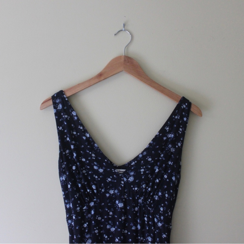 Reformation Navy & White Floral Midi Dress